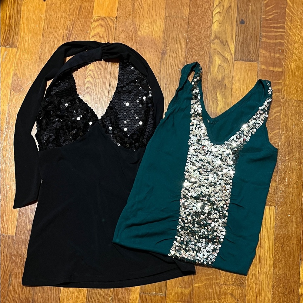 Forever 21, Black and Green Sequin Women's Tops size s